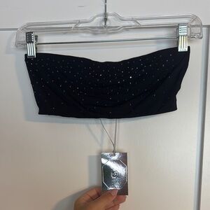 SKIMS Black Rhinestone Crop Top